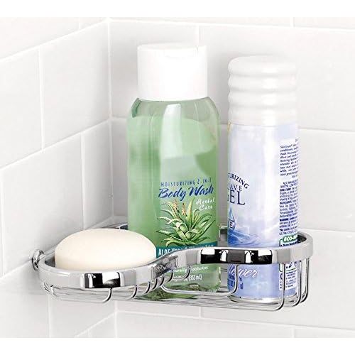  Ginger G504PC Splashables Wall Mounted Combination Soap and Toiletry Corner Shower Basket, Polished Chrome