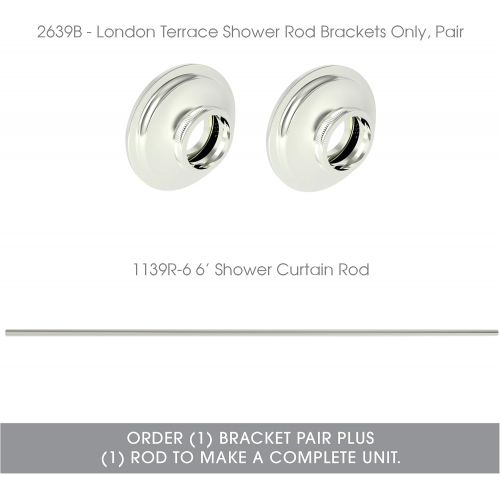  Ginger Circe Straight Shower Rod Brackets (1 pair) - 2739BPN - Polished Nickel - Brackets only