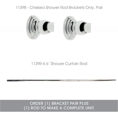  Ginger Circe Straight Shower Rod Brackets (1 pair) - 2739BPN - Polished Nickel - Brackets only