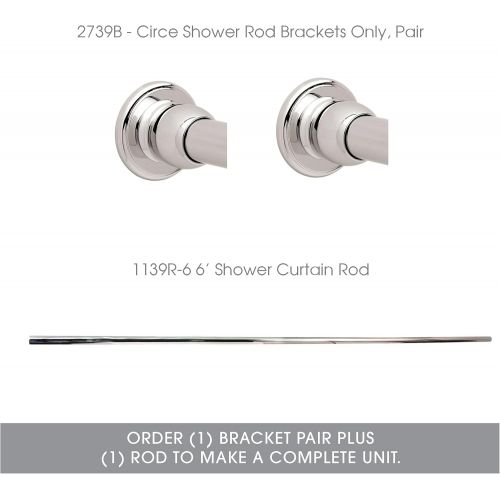  Ginger Circe Straight Shower Rod Brackets (1 pair) - 2739BPN - Polished Nickel - Brackets only