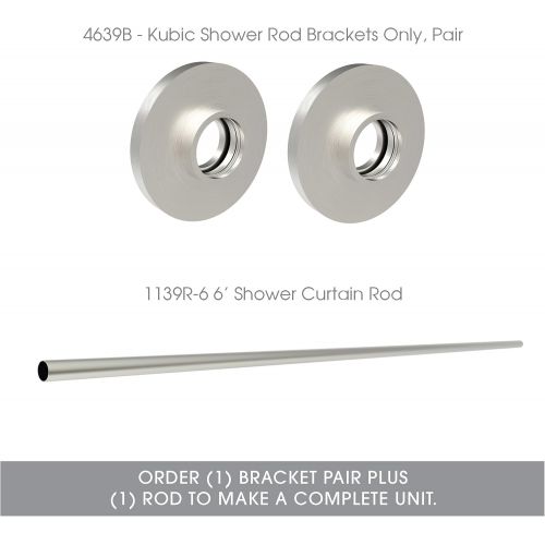  Ginger Circe Straight Shower Rod Brackets (1 pair) - 2739BPN - Polished Nickel - Brackets only