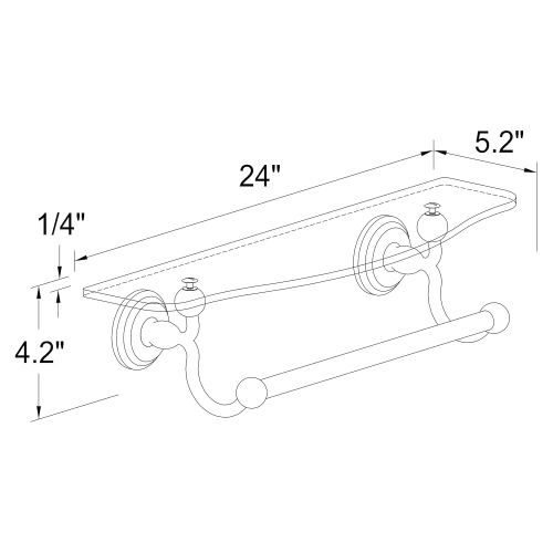  Ginger 1135T-24PC Chelsea Gallery Rail Shelf, 24, Polished Chrome