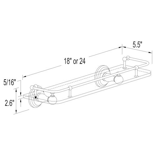  Ginger 1135T-24PC Chelsea Gallery Rail Shelf, 24, Polished Chrome