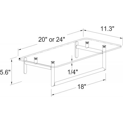  Ginger 0240-24SN Sine 20 Tempered Glass Hotel Shelf Rack, Satin Nickel