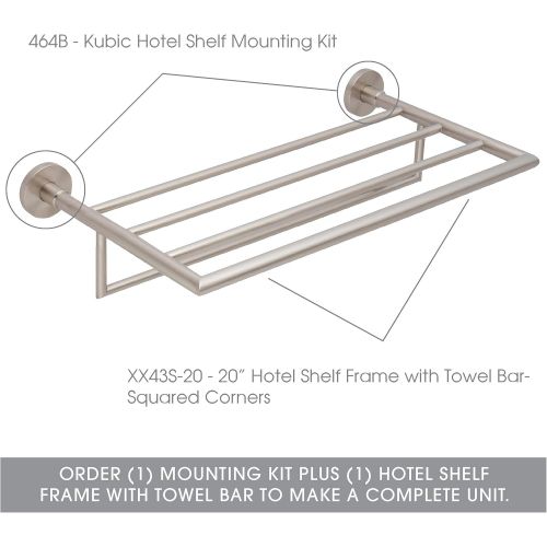  Ginger 24 Hotel Shelf Frame with Towel Bar, Squared Corners - XX43S-24PC - 24 inch Wall Mounted Towel Rack - Polished Chrome - Frame only