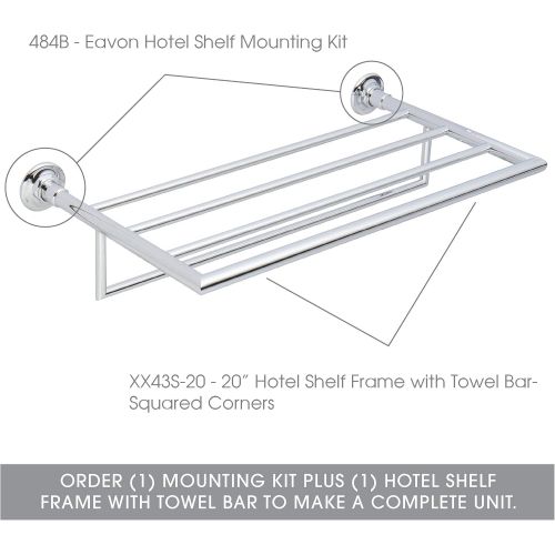  Ginger 24 Hotel Shelf Frame with Towel Bar, Squared Corners - XX43S-24PC - 24 inch Wall Mounted Towel Rack - Polished Chrome - Frame only