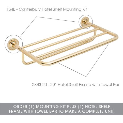  Ginger 24 Hotel Shelf Frame with Towel Bar, Squared Corners - XX43S-24PC - 24 inch Wall Mounted Towel Rack - Polished Chrome - Frame only