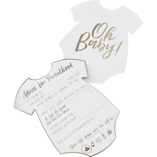  Ginger Ray OB-104 White & Gold Foiled Baby Shower Advice Cards Pack (10Piece)