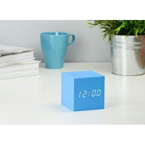  Gingko Gravity Cube Click Clock 3 x 3 Teal Alarm Clock