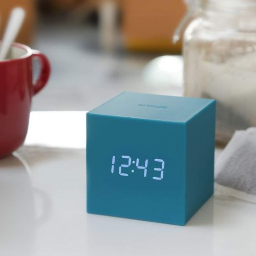  Gingko Gravity Cube Click Clock 3 x 3 Teal Alarm Clock