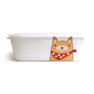 GinkgoHome Microwavable Ceramic Bento Box Lunch Box Food Container With Seal Fine Porcelain Rectangular Shape With Dividers(YellowPuppy)