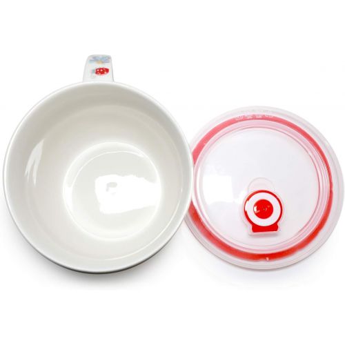  [아마존베스트]GinkgoHome Microwavable Ceramic Noodle Bowl with Handle and Seal Fine Porcelain Floral Design (BlueDaisy)