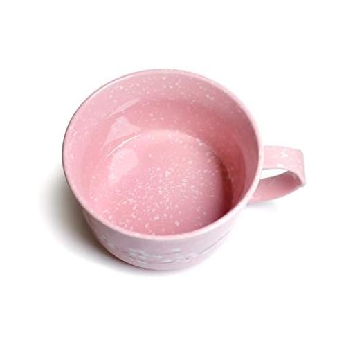  [아마존베스트]GinkgoHome Microwavable Ceramic Noodle Bowl with Handle and Seal Fine Porcelain Sakura Snow Flake Floral Design (BlossomPink)