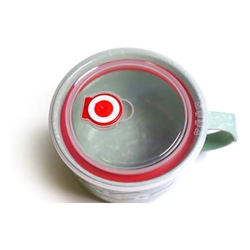  [아마존베스트]GinkgoHome Microwavable Ceramic Noodle Bowl with Handle and Seal Fine Porcelain Sakura Snow Flake Floral Design (BlossomPink)