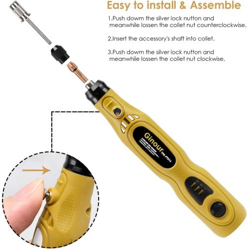  [아마존 핫딜] Ginour 3.7V Cordless Rotary Tool, 3 Speed Adjustment with 32-Piece Rotary Accessory Kit, Collet Size 3/32-inch(2.3mm), USB Charging Cable for Small DIY Project