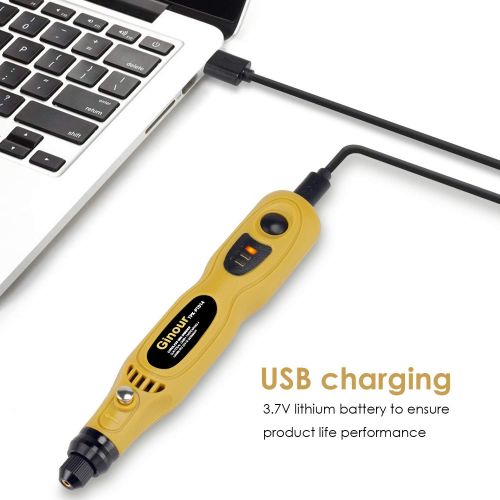  [아마존 핫딜] Ginour 3.7V Cordless Rotary Tool, 3 Speed Adjustment with 32-Piece Rotary Accessory Kit, Collet Size 3/32-inch(2.3mm), USB Charging Cable for Small DIY Project