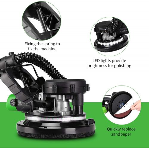  [아마존베스트]Drywall Sander, Ginour 6A Electric Sander for Drywall With Vacuum Attachment, Variable Speed & LED Light, Extendable Handle, Long Dust Hose, Storage Bag, 6 Sanding Discs.