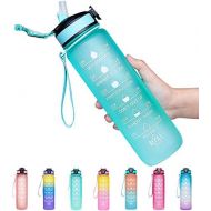 [아마존베스트]Giotto 32oz Leakproof BPA Free Drinking Water Bottle with Time Marker & Straw to Ensure You Drink Enough Water Throughout The Day for Fitness and Outdoor Enthusiasts