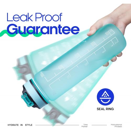  [아마존베스트]Giotto 32oz Leakproof BPA Free Drinking Water Bottle with Time Marker & Straw to Ensure You Drink Enough Water Throughout The Day for Fitness and Outdoor Enthusiasts