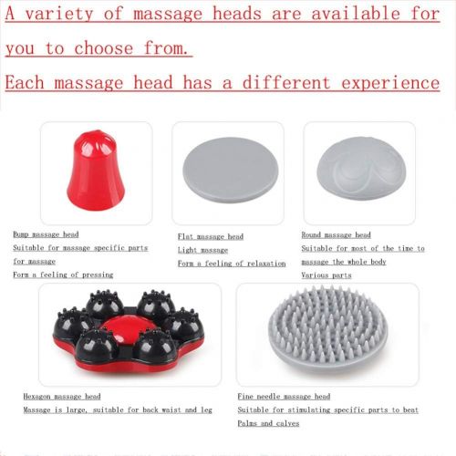  Giow Handheld Percussion Massager Electric Back Massage with Infrared Heating Deep Tissue Vibration 5 Interchangeable Nodes for Neck Shoulder Arm Leg
