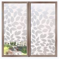 Giow Privacy Window Sticker Films, Leaves Pattern Non-Adhesive No-Glue Static Luminative Decorative Privacy Frosted Glass Window,90x200cm(35x78in)