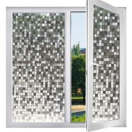 Giow Static Window Film, 3D Premium No-Glue Reusable Decorative Privacy Frost Glass Window Film Sticker Anti-UV |Mosaic Design|Transparent Mosaic Film,90x200cm(35x78in)