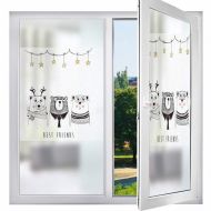 Giow Cartoon Window Sticker Window Film, Static Adhesive Scrub Bathroom Sanitary partition Window Sliding Door Translucent Opaque Glass Sticker Film,118x80cm(46x31in)