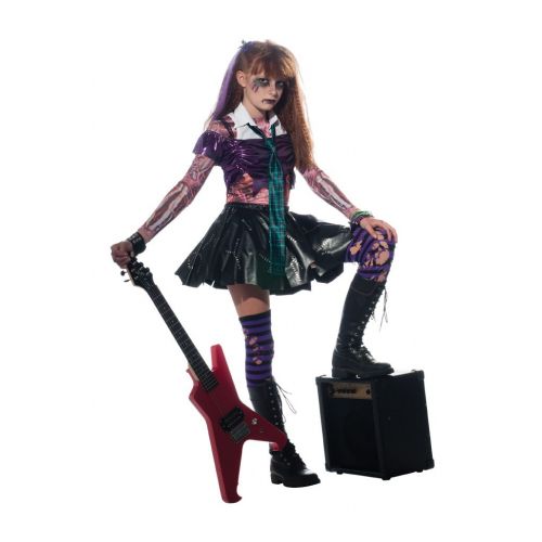  Girl Zombie Punk Rocker #2 Costume, Large