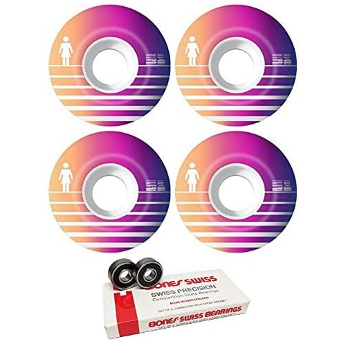  Girl 51mm Skateboards Future OG Staple Skateboard Wheels - 99a with Bones Bearings - 8mm Bones Swiss Skateboard Bearings (8) Pack - Bundle of 2 Items