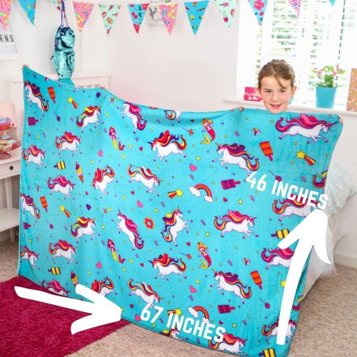  [아마존베스트]GirlZone Unicorn Fleece Blanket Throw Blanket for Girls, Room Decor