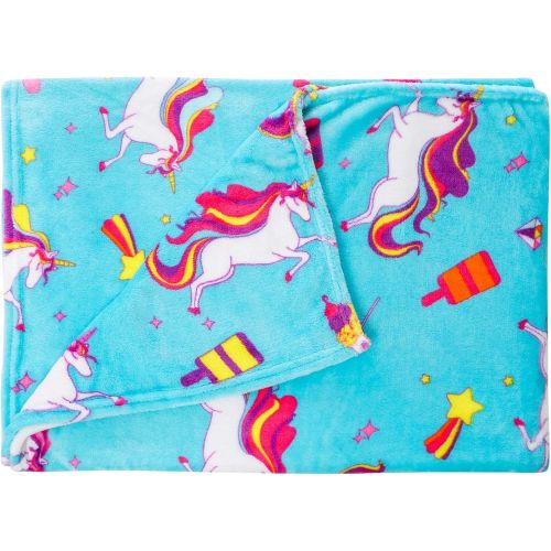  [아마존베스트]GirlZone Unicorn Fleece Blanket Throw Blanket for Girls, Room Decor