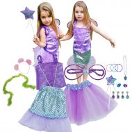 Girls Dress up Set Toiijoy 17Pcs Little Mermaid, Fairy Costume Set with Fairy Wings,Tutu, Star Wand for Kids Ages 3-6 yrs