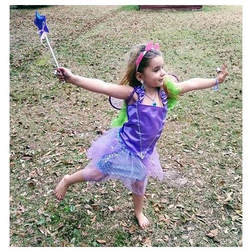  Girls Dress up Set Toiijoy 17Pcs Little Mermaid, Fairy Costume Set with Fairy Wings,Tutu, Star Wand for Kids Ages 3-6 yrs