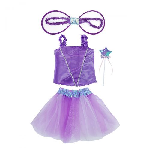  Girls Dress up Set Toiijoy 17Pcs Little Mermaid, Fairy Costume Set with Fairy Wings,Tutu, Star Wand for Kids Ages 3-6 yrs