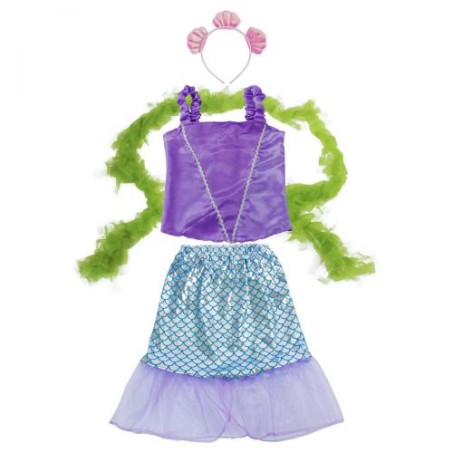  Girls Dress up Set Toiijoy 17Pcs Little Mermaid, Fairy Costume Set with Fairy Wings,Tutu, Star Wand for Kids Ages 3-6 yrs