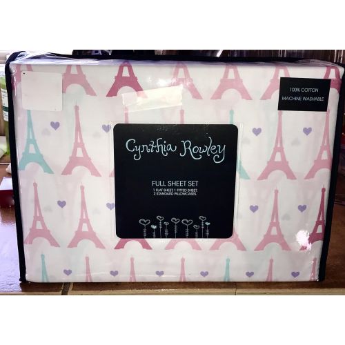  Girls bedding Sheet Set Twin 3 Piece Pastel Eiffel Towers Purple Hearts Cynthia Rowley Kids Bedding Girls Paris France