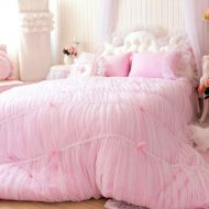 Girls bedding Sisbay Fancy Girls Bedding Set Pink,Luxury Princess Ruffle Duvet Cover,Lace Korean Wedding Bed Skirt King Size,4pcs