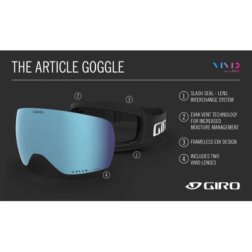  Giro Article Asian Fit Adult Snow Goggle Quick Change with 2 Vivid Lenses