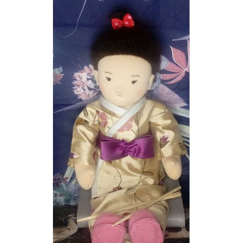  GisellEcoDolls Waldorf doll,Japanese Waldorf doll 19,HANDMADE,waldorf doll, cloth doll, poupees,Creative doll