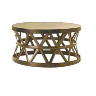 Git Mit Home H-1059 Hammered Antique Drum Cross Coffee Table Brass