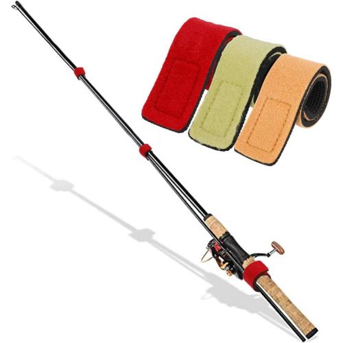  [아마존베스트]Gitua Pack of 6 Fishing Rod Bands, Adjustable Magic Bait Casting Spinning Rod Bands Velcro Strap for Outdoor Fishing