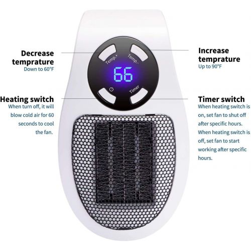  [아마존베스트]GiveBest Programmable Space Heater with Led Display Wall Outlet Electric Heater with Adjustable Thermostat and Timer for Home Office Indoor Use 350 Watt ETL Listed