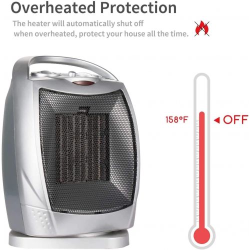  GiveBest Oscillating Portable Ceramic Space Heater, Electric Heater with Thermostat Overheat Protection and Tip Over Protection,750/1500W Personal Heater with Carrying Handle for Home Offic