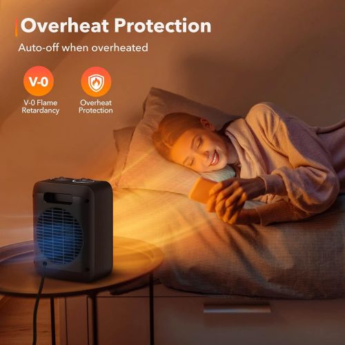  GiveBest Portable Ceramic Space Heater with Overheat and Tip Over Protection, 750W/1500W Electric Room Heater with Adjustable Thermostat for Office Room Desk Indoor Use