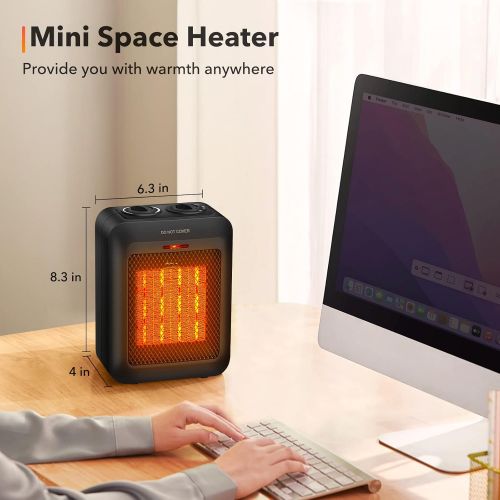  GiveBest Portable Ceramic Space Heater with Overheat and Tip Over Protection, 750W/1500W Electric Room Heater with Adjustable Thermostat for Office Room Desk Indoor Use