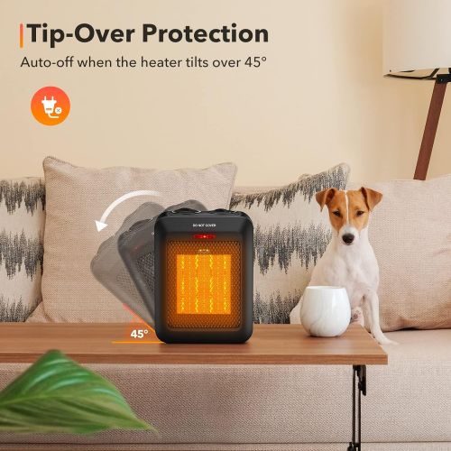  GiveBest Portable Ceramic Space Heater with Overheat and Tip Over Protection, 750W/1500W Electric Room Heater with Adjustable Thermostat for Office Room Desk Indoor Use