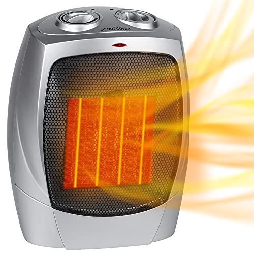  GiveBest Space Heater, 750W/1500W Indoor Electric Portable Heaters with Thermostat, Mini PTC Fast Heating Ceramic Room Small Heater with Fan for Office Home Desktop Use