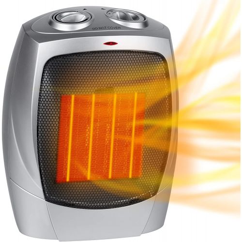  GiveBest Space Heater, 750W/1500W Indoor Electric Portable Heaters with Thermostat, Mini PTC Fast Heating Ceramic Room Small Heater with Fan for Office Home Desktop Use