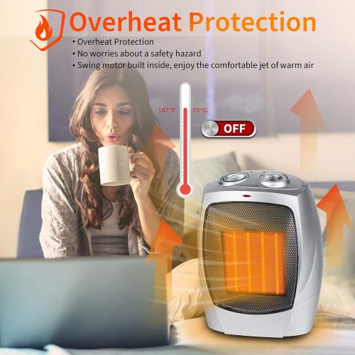  GiveBest Space Heater, 750W/1500W Indoor Electric Portable Heaters with Thermostat, Mini PTC Fast Heating Ceramic Room Small Heater with Fan for Office Home Desktop Use