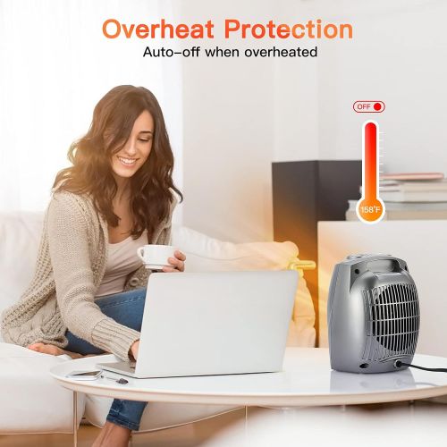  GiveBest Ceramic Space Heater, 750W/1500W Portable Electric Heater with Adjustable Thermostat, Normal Fan and Safety Tip Over Switch for Bedroom Office Desk Indoor Use